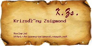 Krizsány Zsigmond névjegykártya